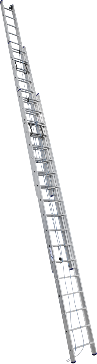 Aluminum Professional Triple Section Straight Ladder with Rope-and-Pulley System 
